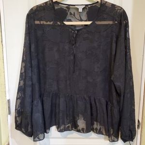 Belle + Sky Black Sheer Blouse